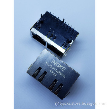 7499021125 2 Port Through Hole YKJD-811229BNL RJ45 Magnetic Jack 10/100 Base-T, AutoMDIX